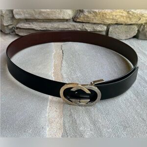 Vintage Gucci Silver Tone GG Belt Fits 34-36 Inch Waist